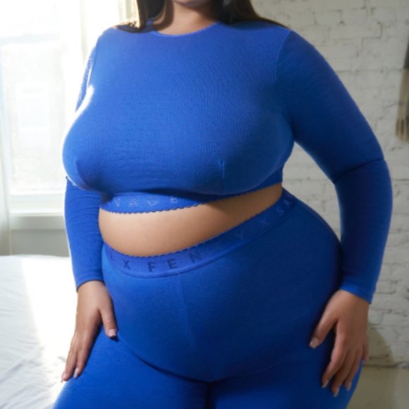 Savage X Fenty Cotton Jersey Crop Top in Blue - Picture 2 of 8